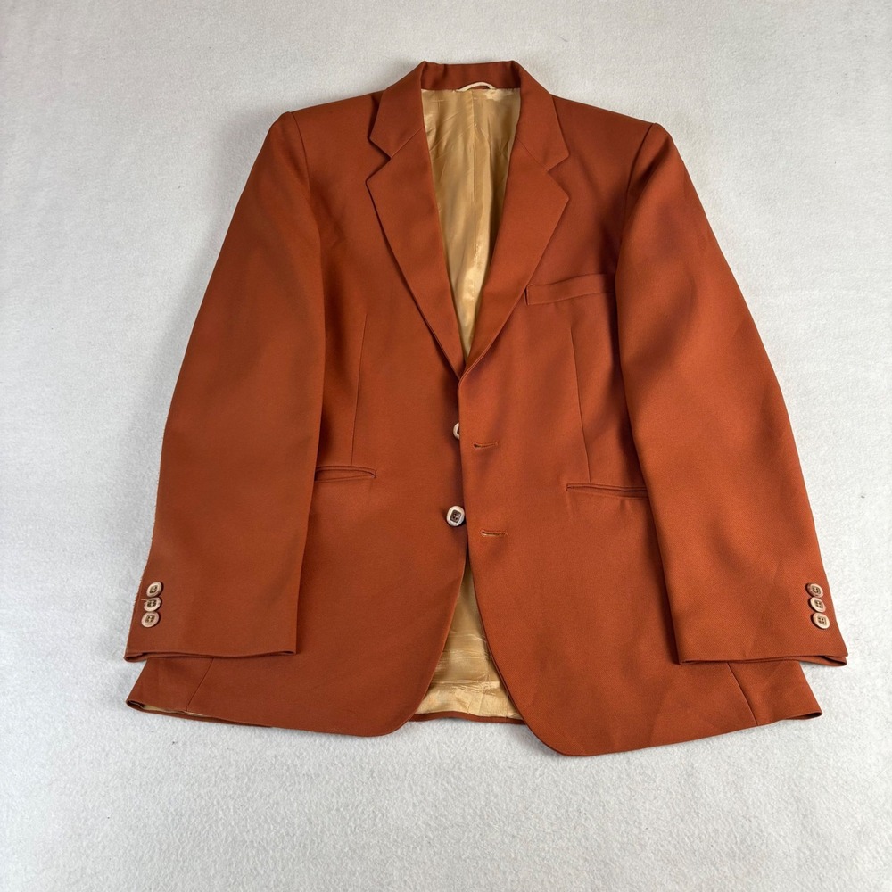 Forecasts by Superior Men's Vintage 70s Burnt Orange Blazer Jacket 38 Regular